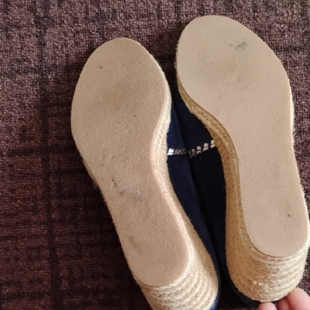Jack Rodgers Elegant Blue Suede Wedge Sandals, Size 9M